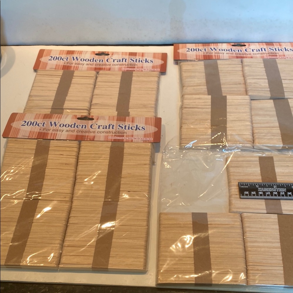 NIP 3 Packages of 200 count Wooden Craft Sticks plus …
